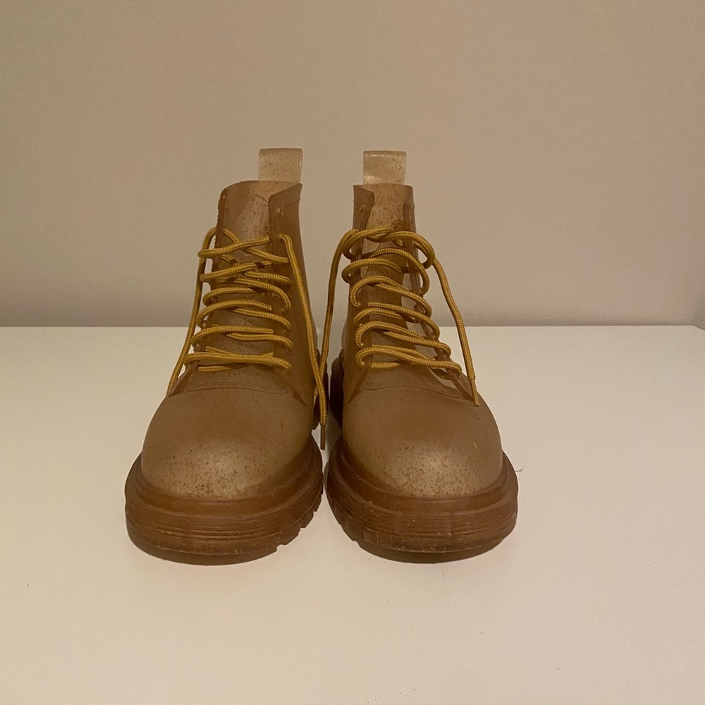 Melissa Gold flake translucent combat boots